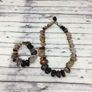 Agate Natural Beaded Stone Necklace Set